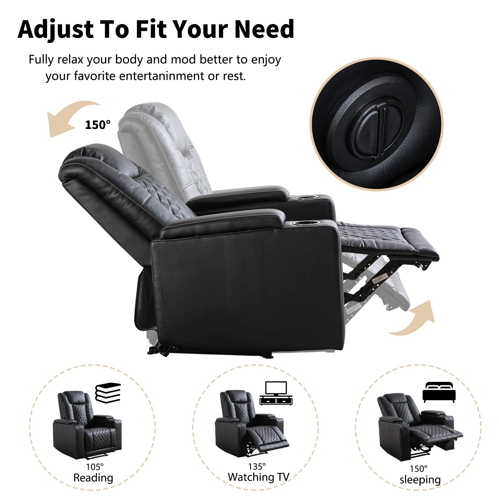 ANJ Electric Recliner Leather Reclining