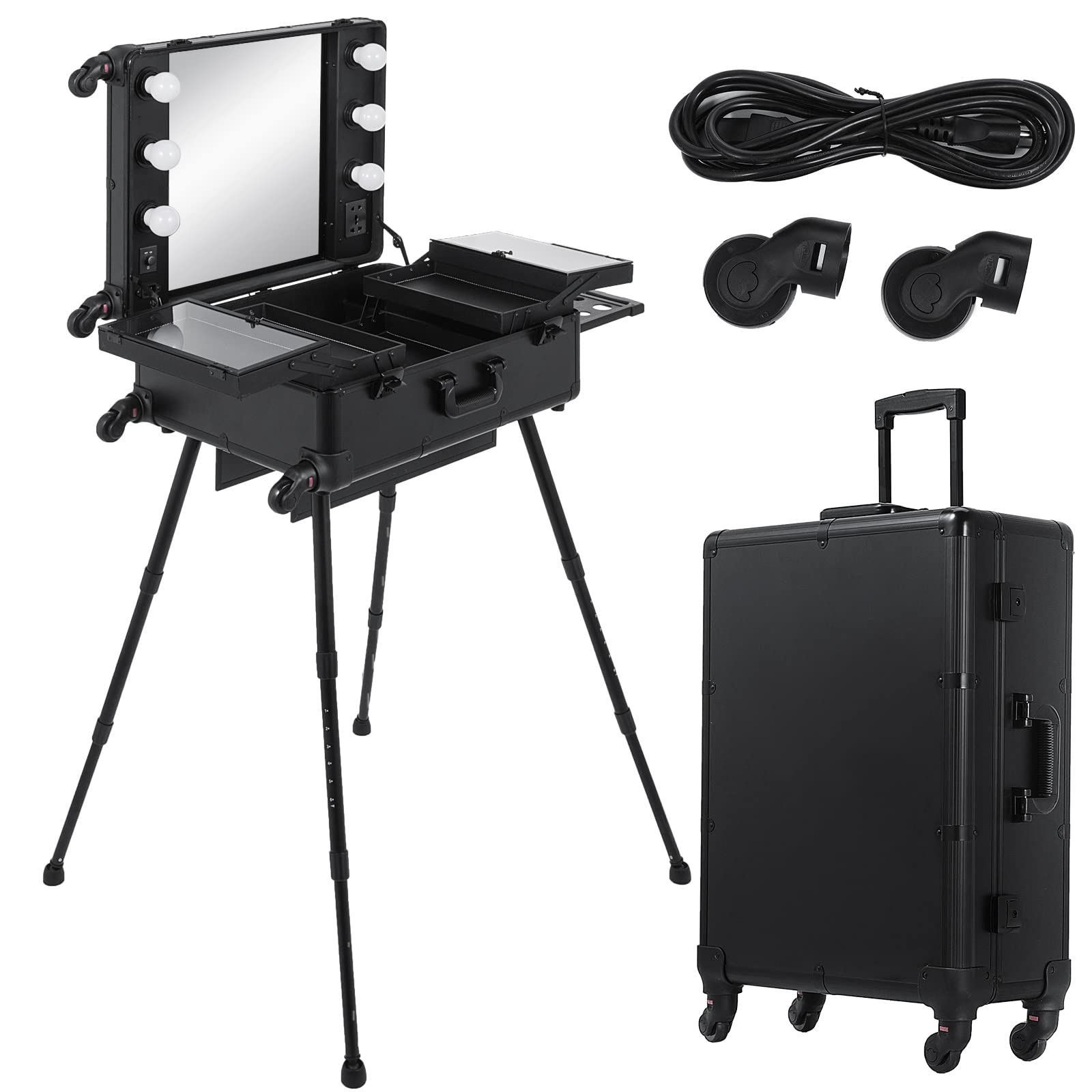 Happybuy Rolling Adjustable Lockable Cosmetic